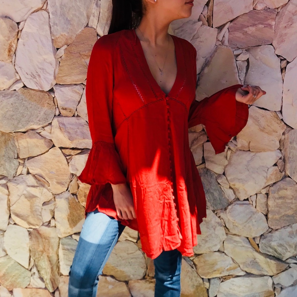 LAST ONE! Long Sleeve Bohemian Tunic Top - Picture 6 of 6